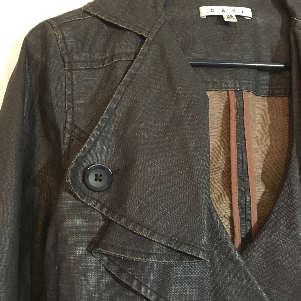 Cabi Linen Cropped Denim Ruffled Jacket - Picture 6 of 8
